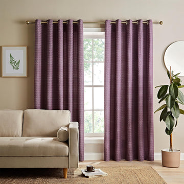 Catherine Lansfield Textured Print Thermal Blackout Curtains Eyelet Top, 66x54