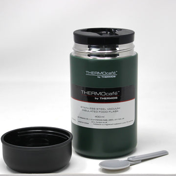 400ml Thermocafe by Thermos Matte Green Food Flask with Spoon