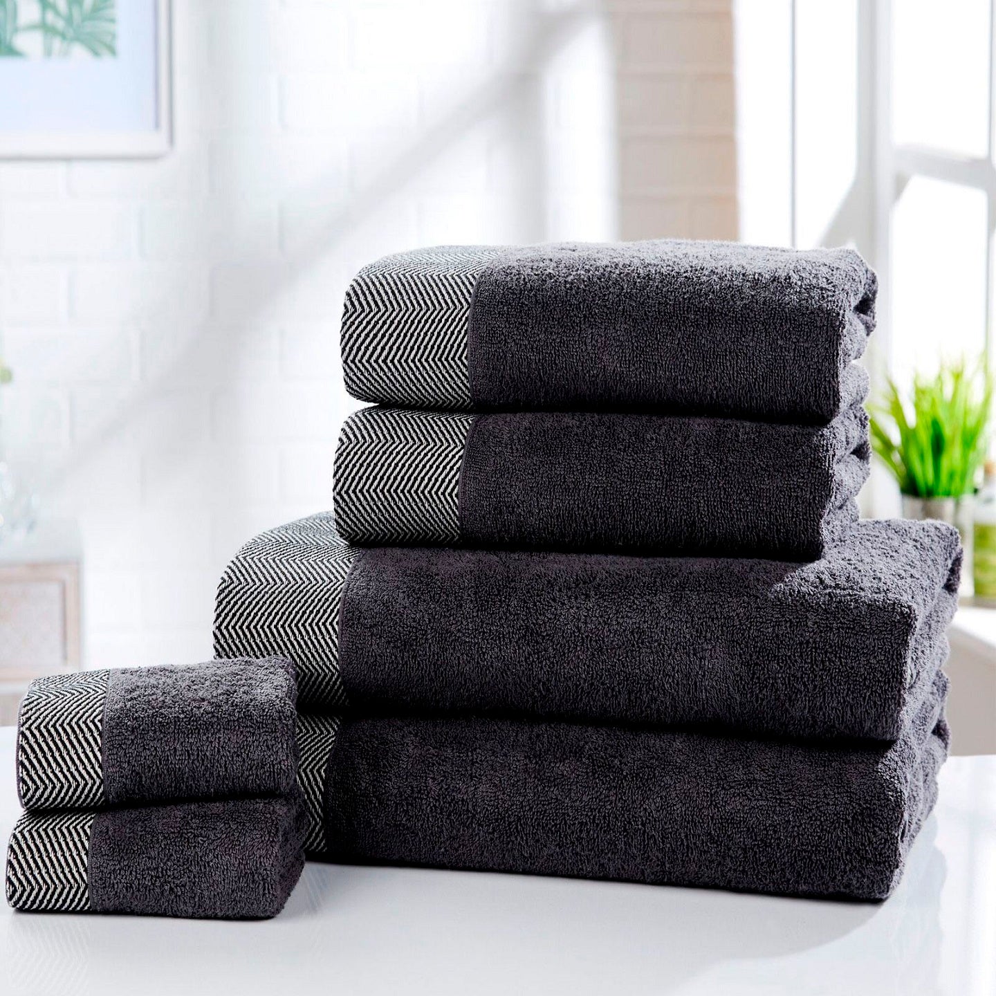 Tidal Hand Towel 100% Cotton 550GSM - Charcoal