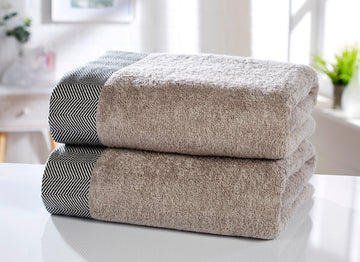 2pcs Herringbone Edge Face Towels Cloth 100% Cotton - Natural