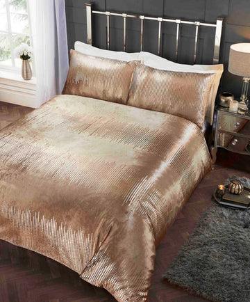 Embellished Velvet Duvet Cover Set Tiffany Gold Double
