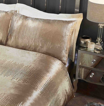 Embellished Velvet Duvet Cover Set Tiffany Gold Double