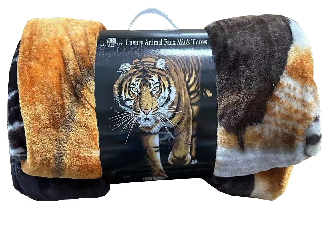 Tiger Animal Print Mink Throw, 200x240cm