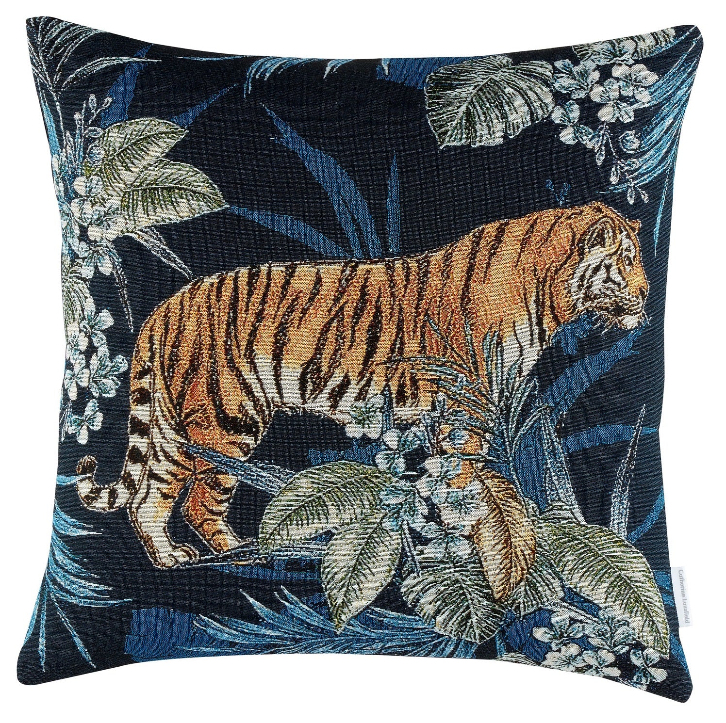 Catherine Lansfield Tiger Tropicana Filled Cushion - Navy