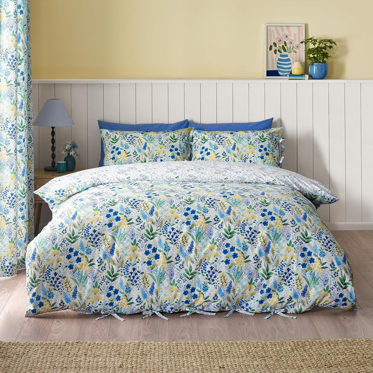 Catherine Lansfield Tilly Floral Duvet Cover Set, King, Blue & Green