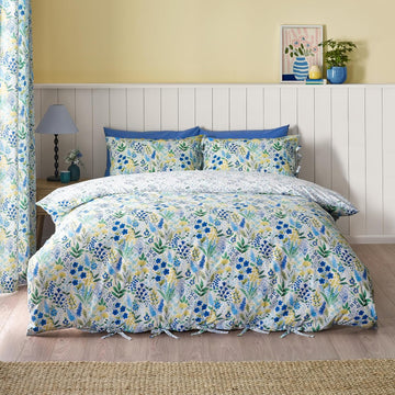 Catherine Lansfield Tilly Floral Duvet Cover Set, Double, Blue & Green