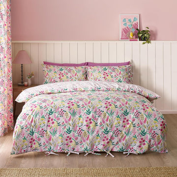 Catherine Lansfield Tilly Floral Duvet Cover Set, Double, Pink & Green