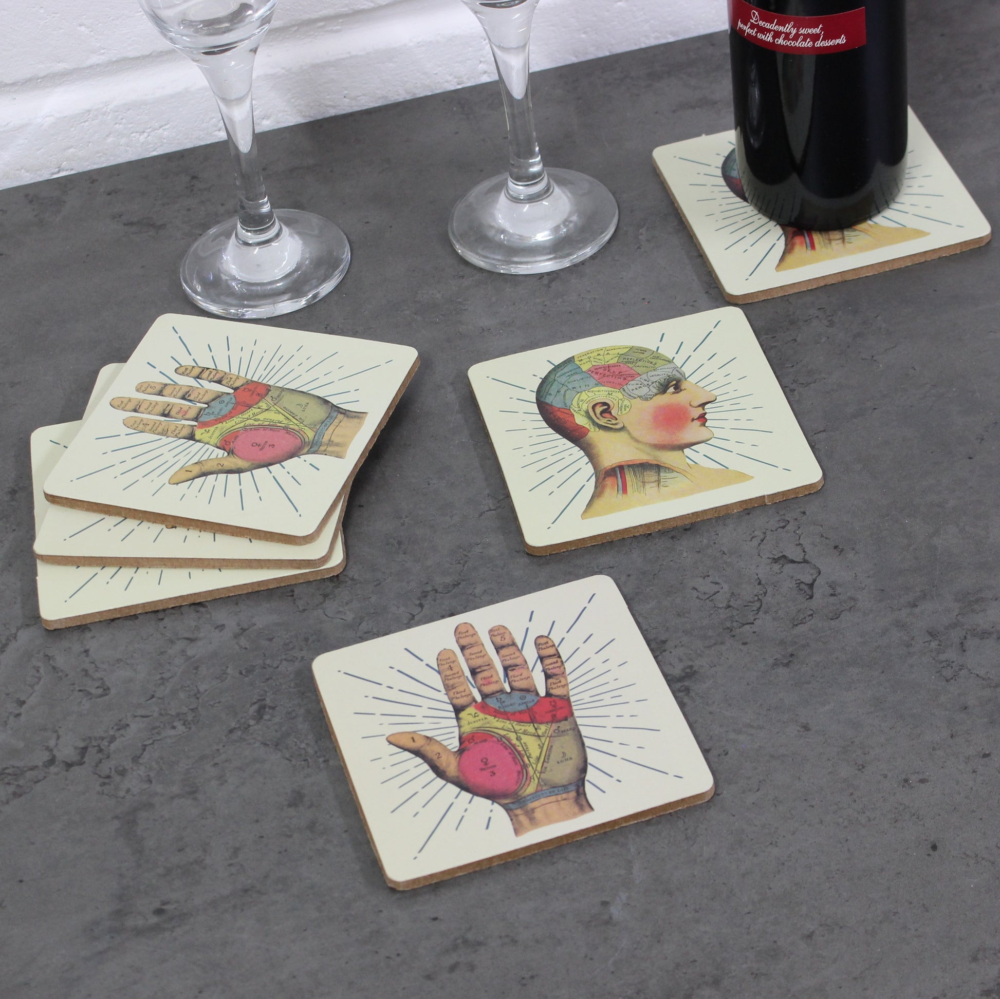 Set of 6 Temerity Jones Phrenology Coasters