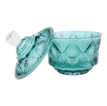 Teal Boheme Glass Jewellery Box