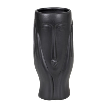 20cm Black Ceramic Face Hands Cache Herbs Planter Vase