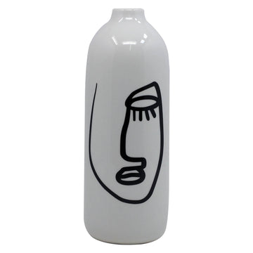 White Large Right Face Art Ceramic Vase