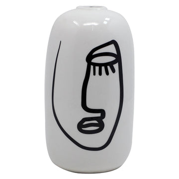 White Small Right Face Art Ceramic Vase