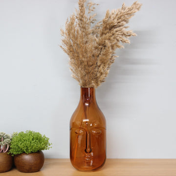 24cm Glass Amber Face Shaped Flower Vase