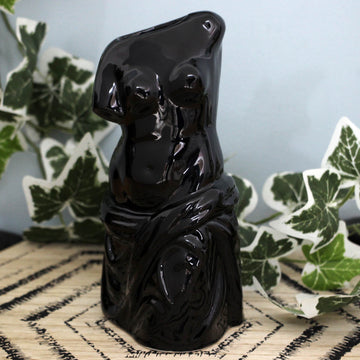Black Porcelain Monochrome Venus Female Body Shaped Vase