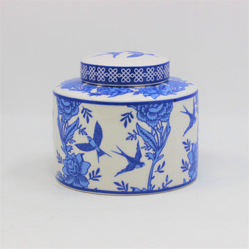 Blue Willow Birds Dolomite Jar