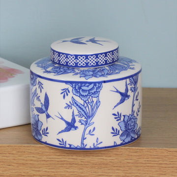 Blue Willow Birds Dolomite Jar