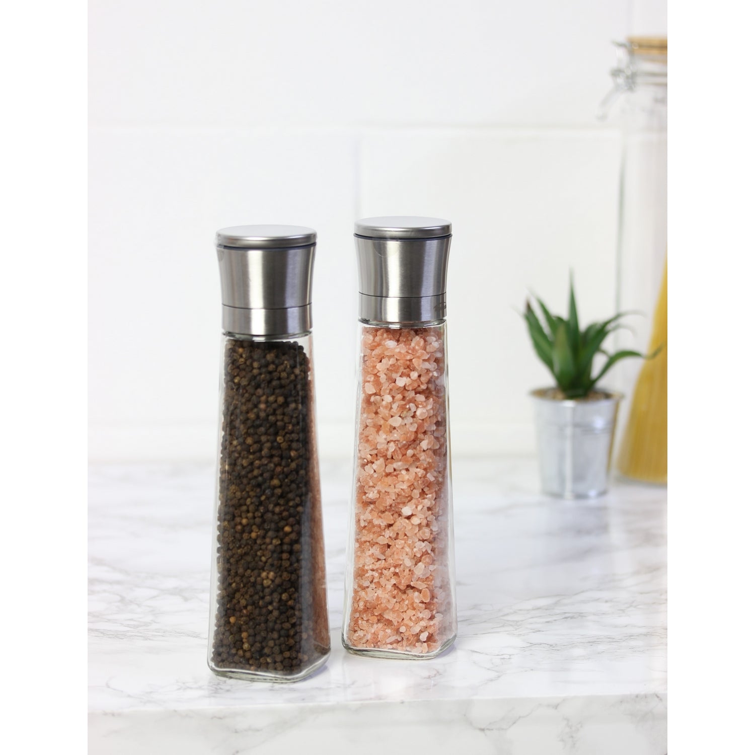 Stainless Steel Glass  Pepper and Salt Mill Ceramic Grinder