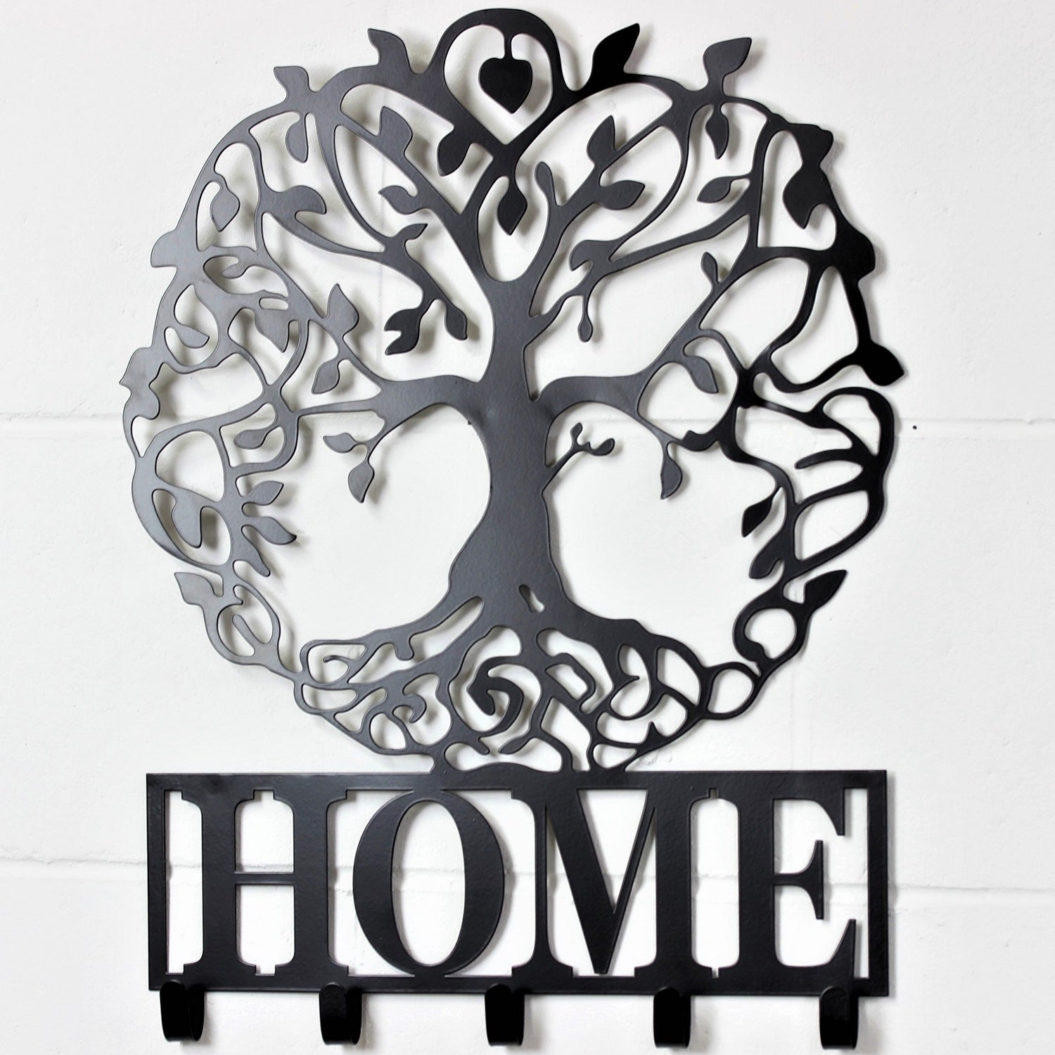 Tree of Life Black Wall Coat Rack Hanger Hooks