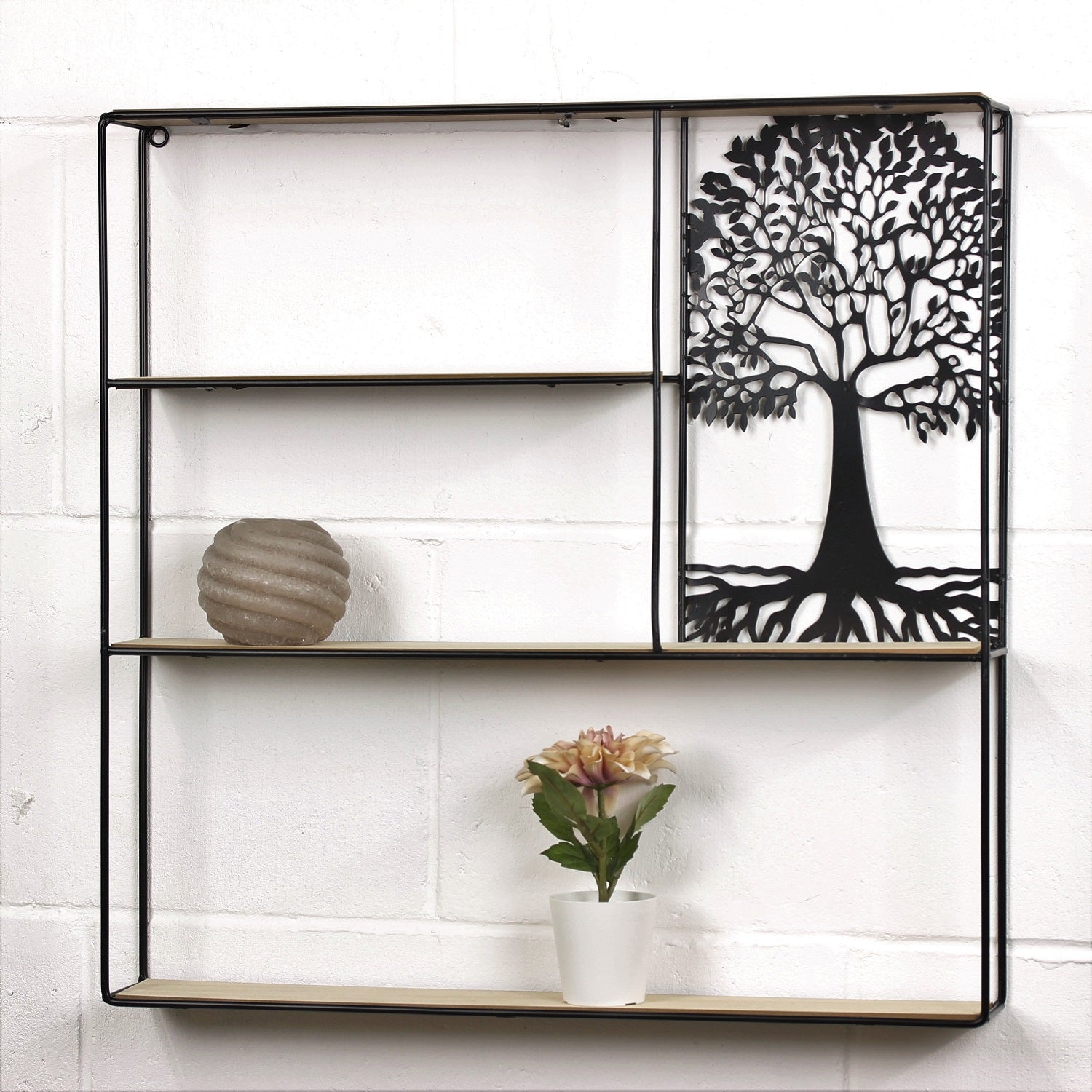 Tree of Life Black Shelf Unit Storage