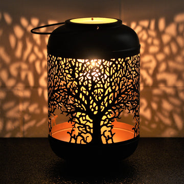 31cm Large Tree of Life Black Candle Holder Lantern