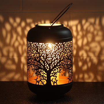 31cm Large Tree of Life Black Candle Holder Lantern