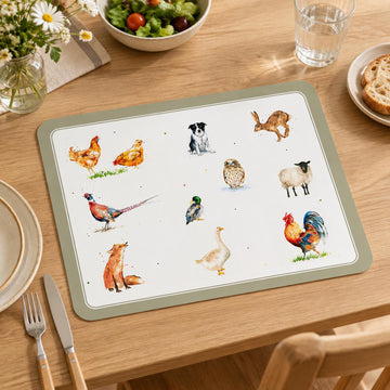 6pcs Farm Friends Art Cork Placemats