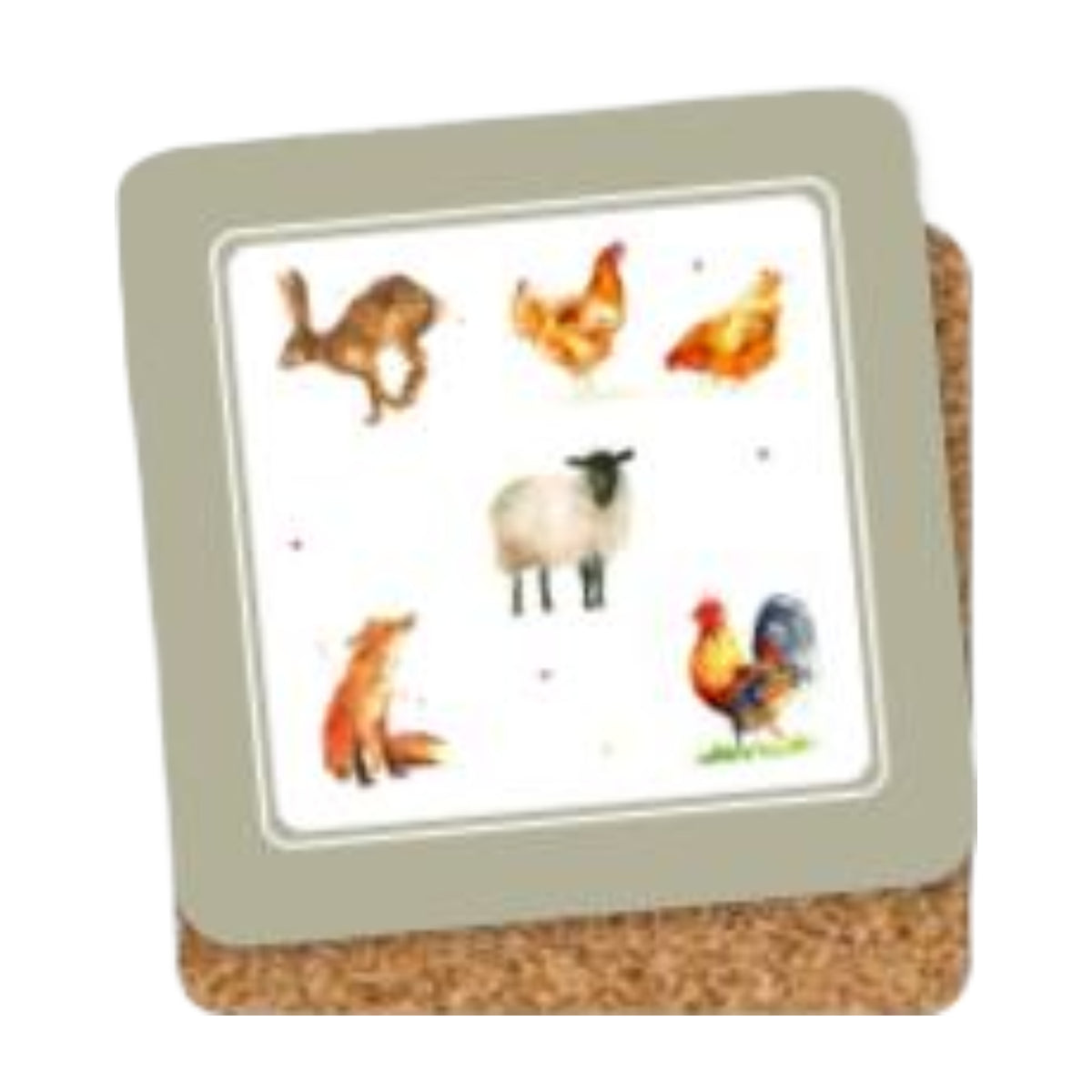 6Pcs Farm Friends Art Cork Coasters