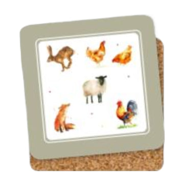 6Pcs Farm Friends Art Cork Coasters