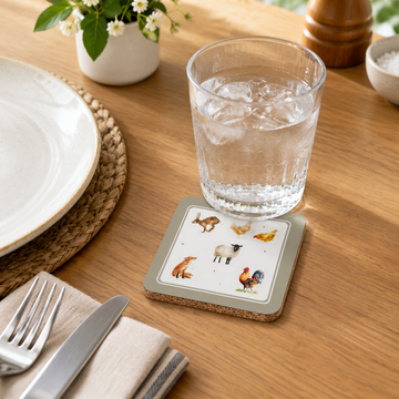 6Pcs Farm Friends Art Cork Coasters