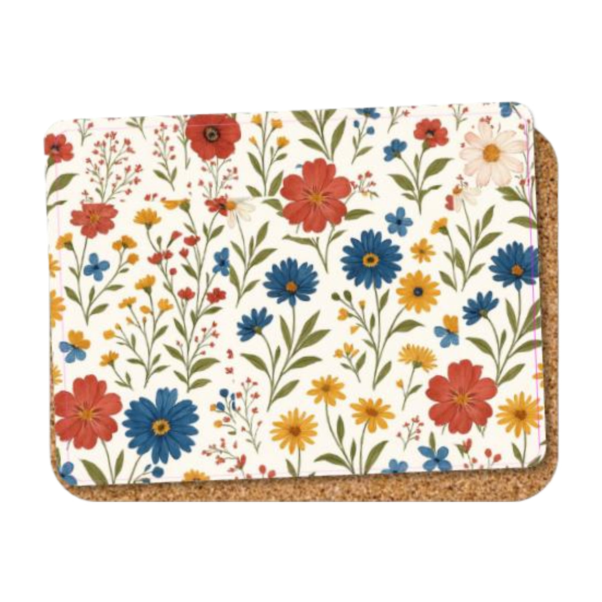 6Pcs Wild Flowers Colorful Art Cork Placemats