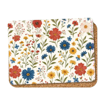 6Pcs Wild Flowers Colorful Art Cork Placemats