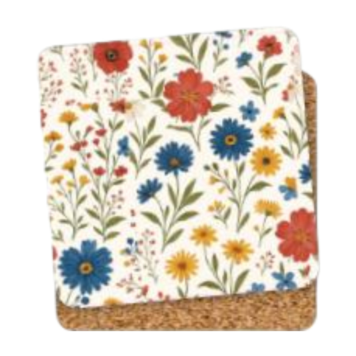 6pcs Wild Flowers Colorful Art Cork Coasters