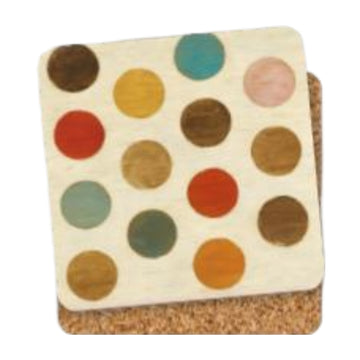 6pcs Retro Polka Dots Colorful Art Cork Coasters