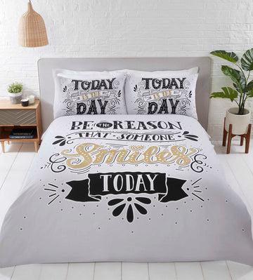 Today is The Day Duvet Cover Set, Double, Black & Gold