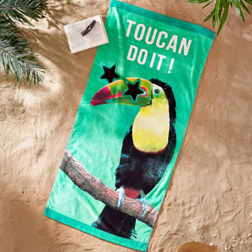 Toucan Do It Beach Towel Cotton - Green