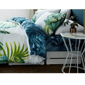 Tropical Leaf Double Duvet Cover Set Green