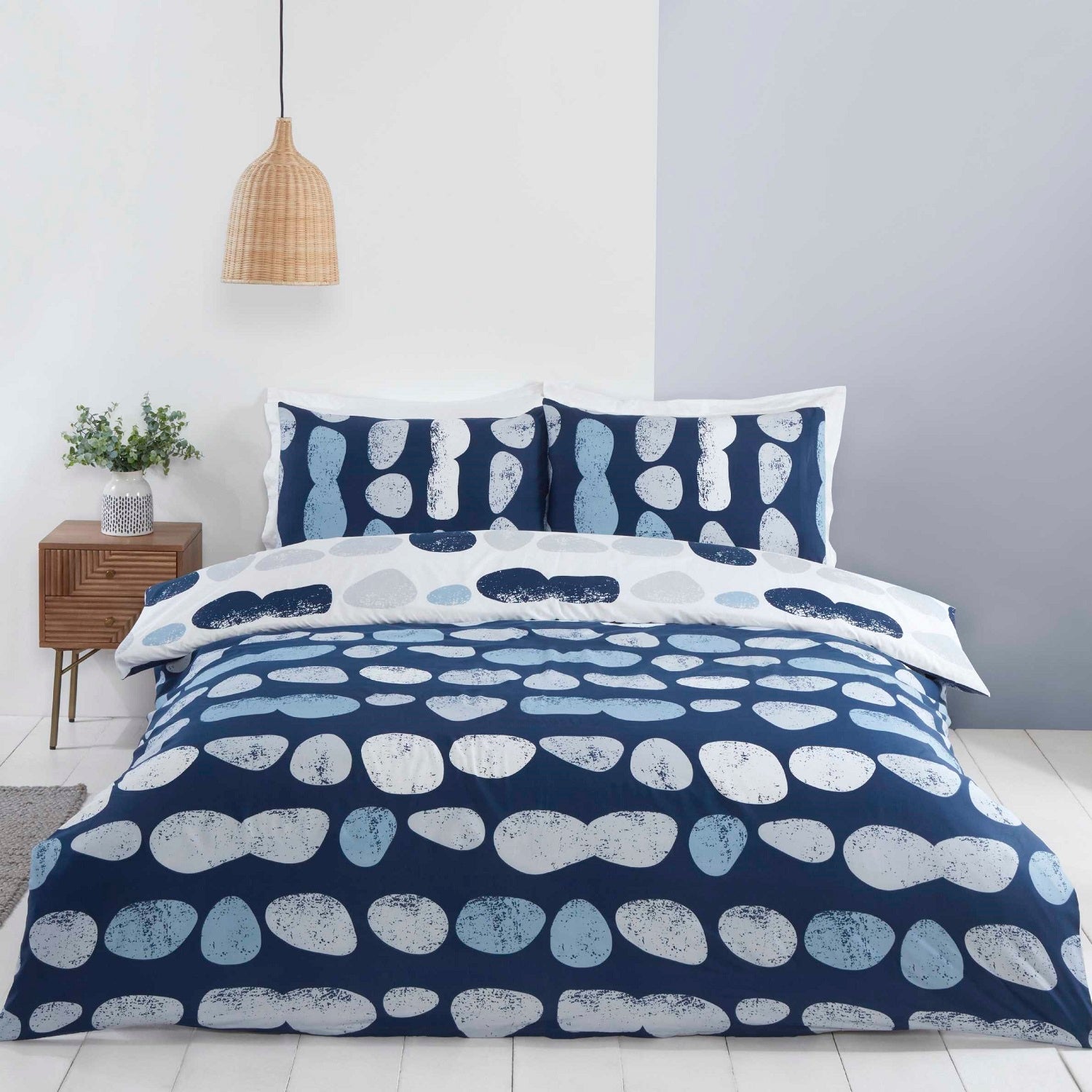 Truro Pebbles Duvet Cover Set, Double, Blue