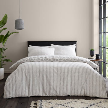 Catherine Lansfield Geometric Tufted Print Duvet Cover Set, Double, Natural