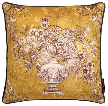 Laurence Llewelyn-Bowen LLB Velvet Floral Filled Cushion 43x43 Ochre