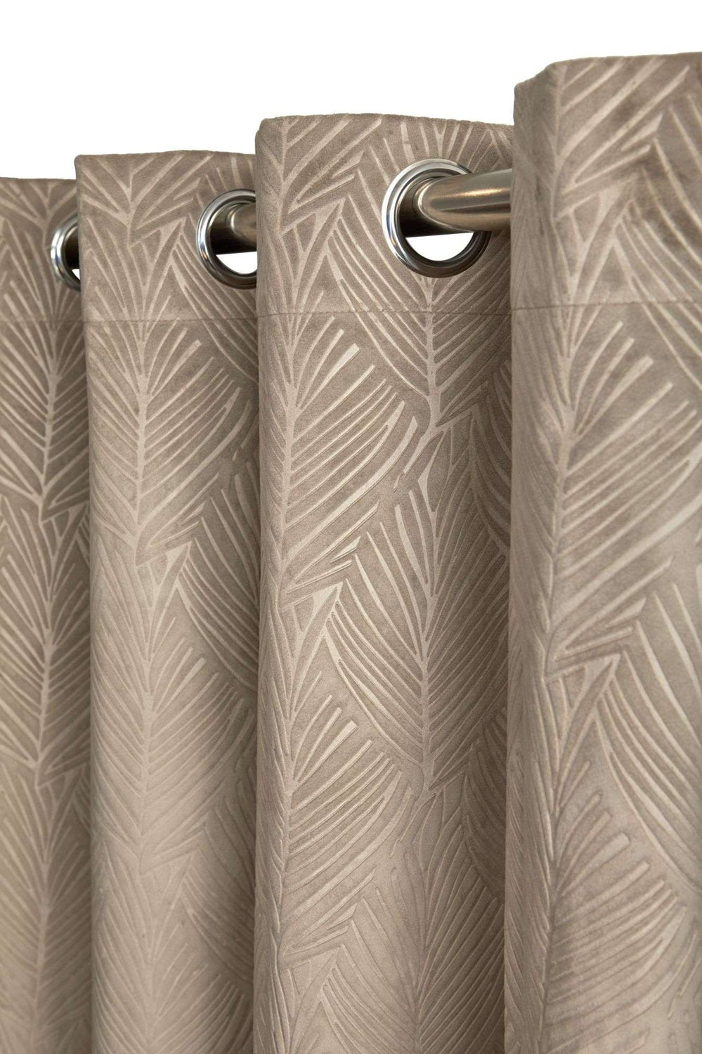 Twilight Leaf Velvet Thermal Blackout Curtains Eyelet Ring Top 66x72" Stone