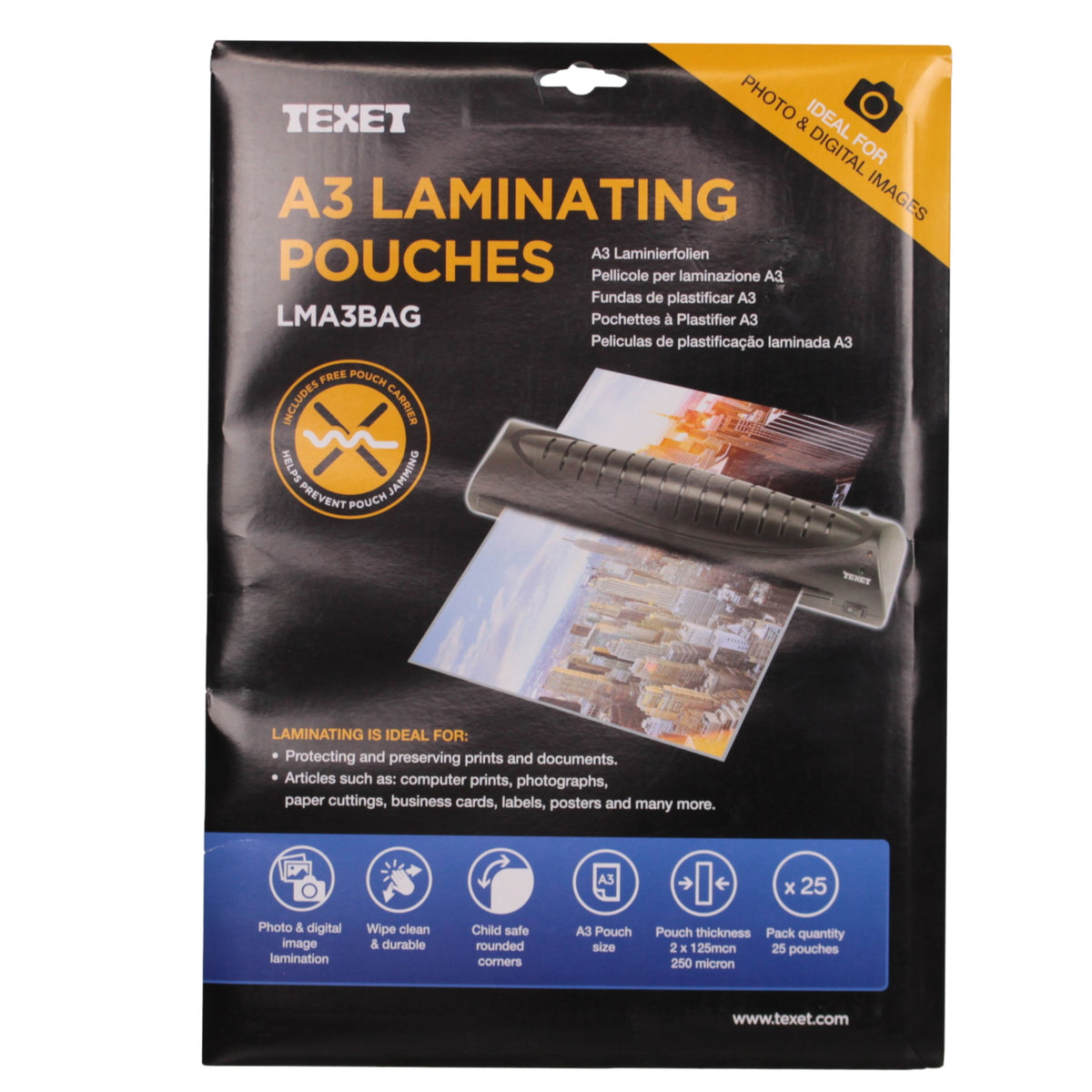 A3 250 Micron  Pouches Sheet Laminator Sleeve Pack of 25