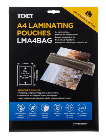 A4 150 Micron Pouches Sheet Laminator Sleeve Pack of 25