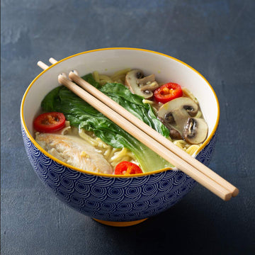 16.5cm World Foods Blue Noodle Rice Serving Bowl