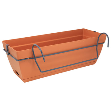 2Pcs Florus 49cm Terracotta Plastic Hanging Trough Planter With Saucer