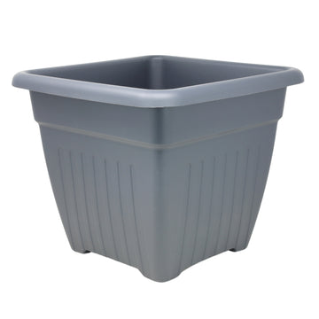 Florus Sienna 38.5cm Square Anthracite Grey Plastic Planter