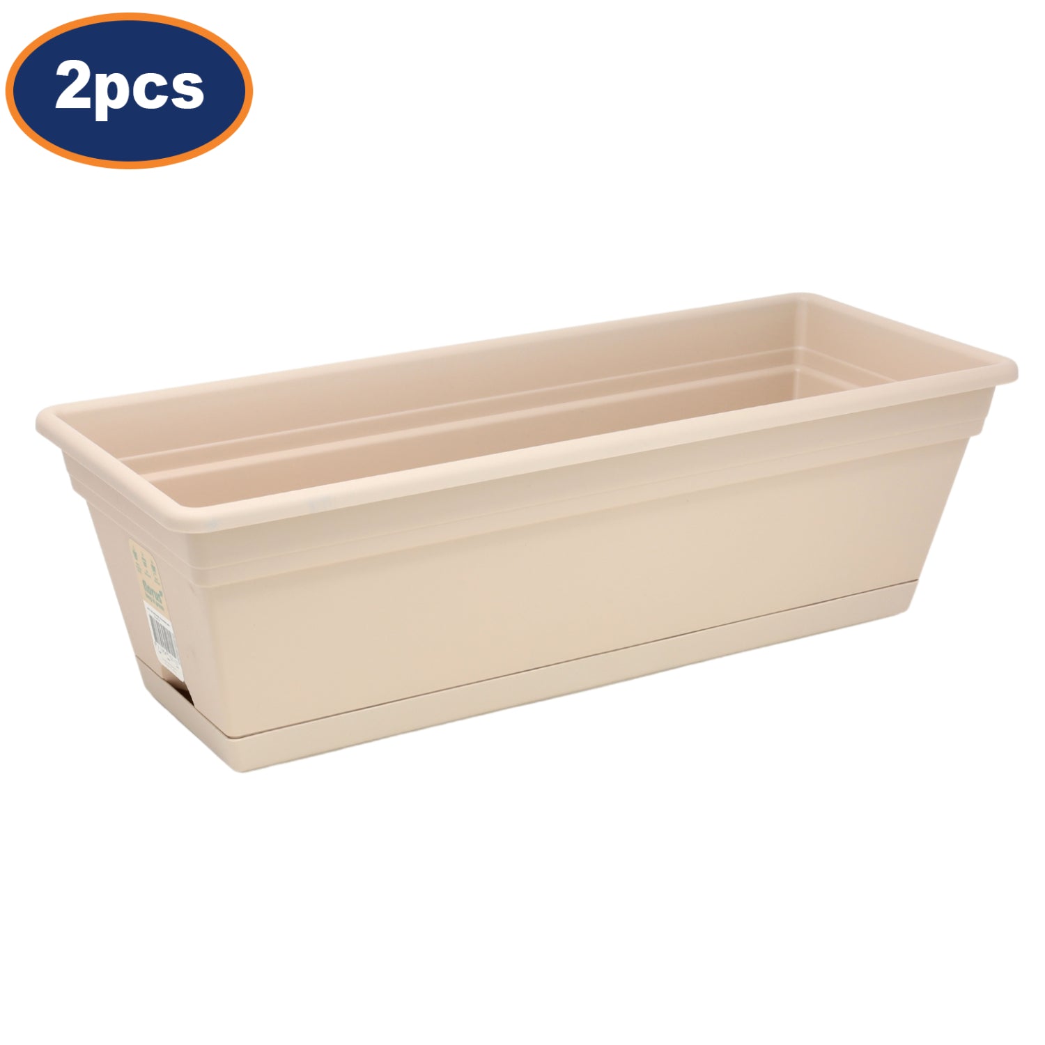 2Pcs Florus 49cm Warm Taupe Plastic Hanging Trough Planter With Saucer