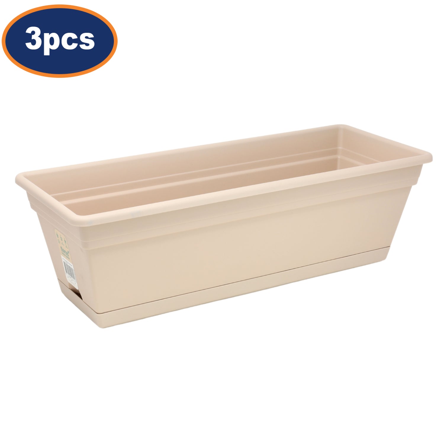 3Pcs Florus 49cm Warm Taupe Plastic Hanging Trough Planter With Saucer