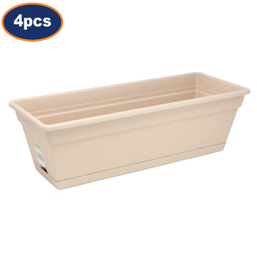 4Pcs Florus 49cm Warm Taupe Plastic Hanging Trough Planter With Saucer
