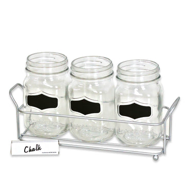 3pcs Mason Glass Jars Cutlery Holder w/ Rack