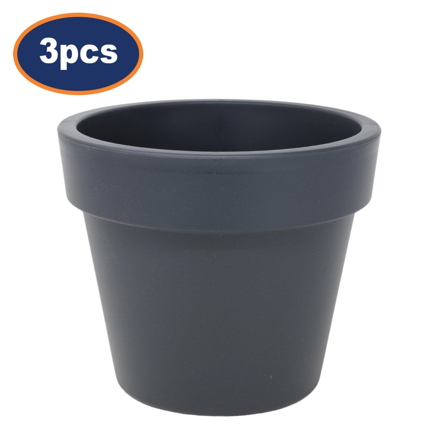 3Pcs Elho 23cm Black Round Plastic Planters